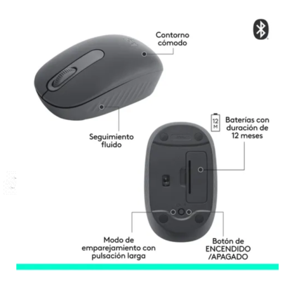 Mouse Logitech M196 Inalámbrico Bluetooth, Grafito - Image 2